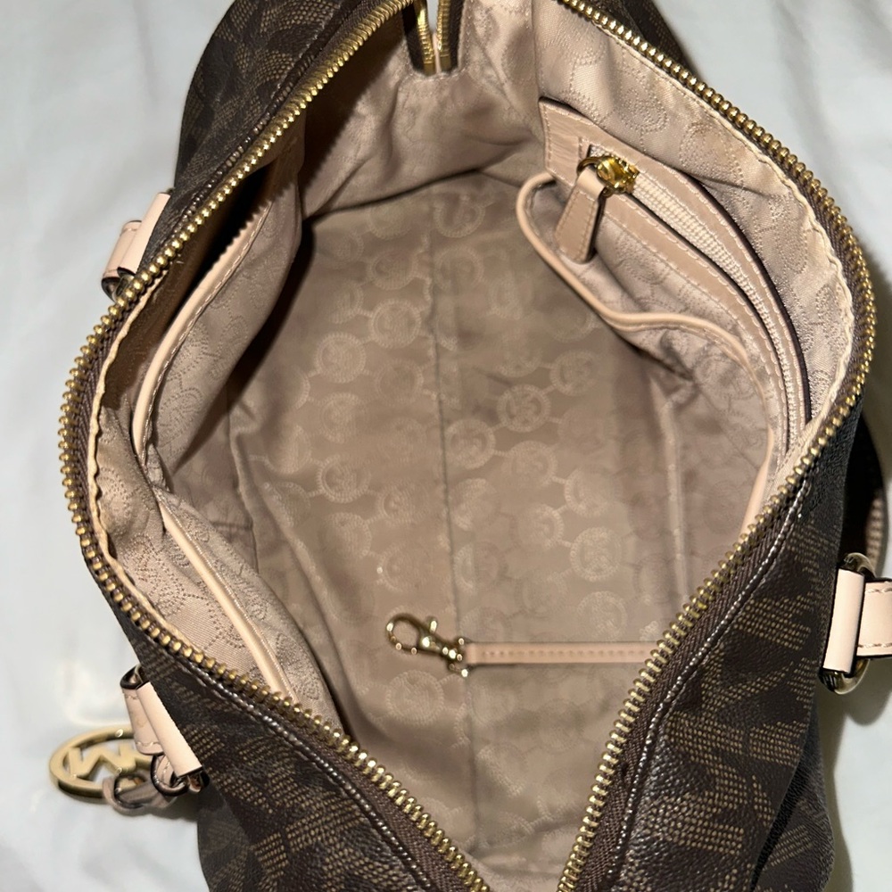 Michael Kors Grayson Monogram Satchel Brown Leather - Picture 10 of 13
